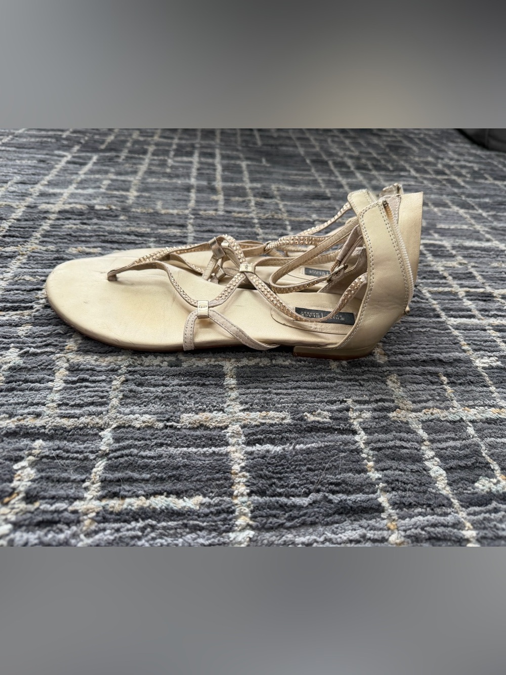 Beige Strappy Flat Sandals - Women